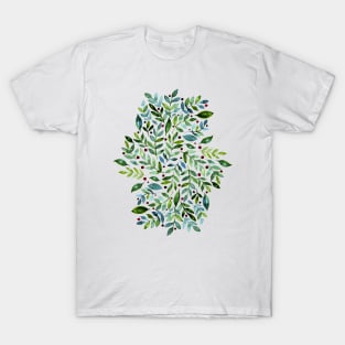 Seasonal branches and berries -  green and red T-Shirt